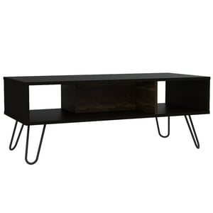 Fm Furniture - Mesa De Centro 40X101,1X45 Cm Negro Y Café Oscuro