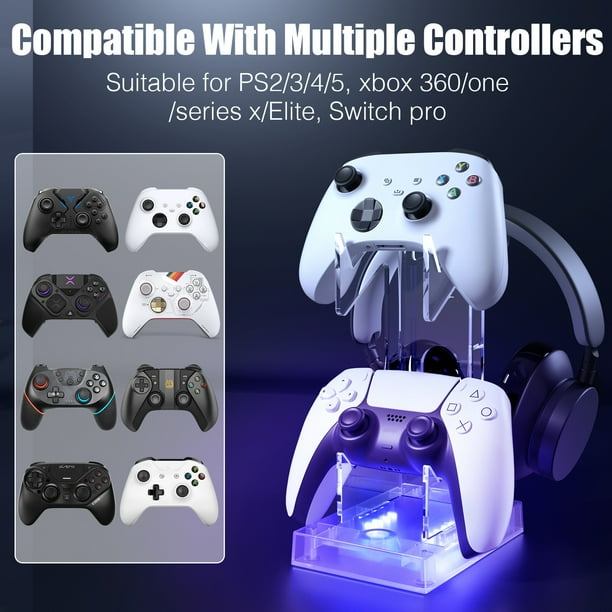 Soporte Para Auriculares Y Mandos Gaming - Organizador De Escritorio Con 4 Ganchos Extraíbles - Compatible Con PS5, Xbox, Switch