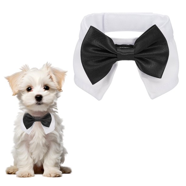 Uxcell Corbata de Moño para Perro, Corbata de Esmoquin con Collar Ajustable Collar de Mascota Lindo Corbata Elegante con Gancho y Bucle (Algodón, S, Negro), para Boda de Mascota