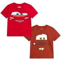Camisetas Disney Cars Lightning Mcqueen Boys 2T-7, Paquete De 2