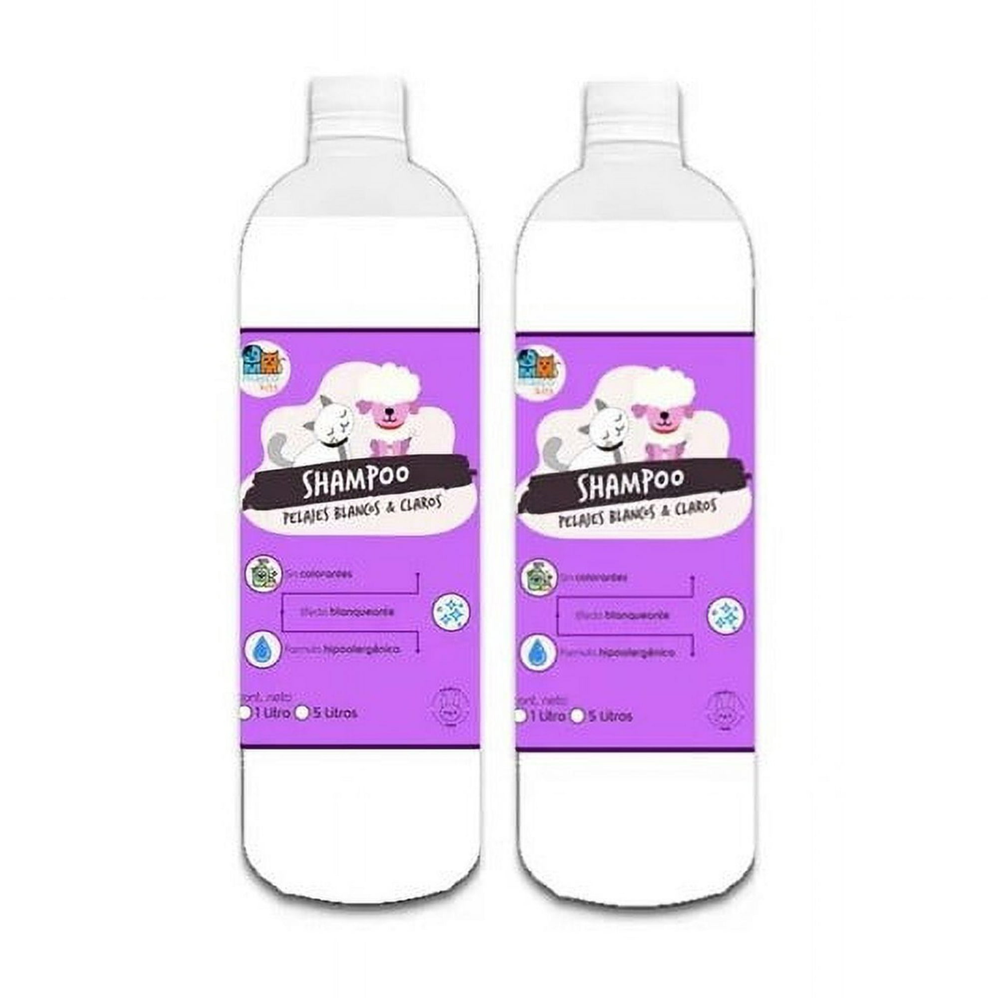 Mascokits - Pack 2 Shampoo Pelaje Blanco 1 Litros Perros & Mascotas
