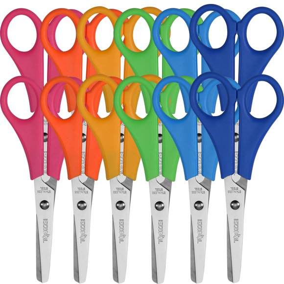 Tijeras Ezzgol 13 cm, paquete de 12 colores surtidos