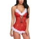 thumbnail image 1 of Lencería navideña para mujer, lencería sexy roja de Papá Noel con encaje, camisón con cuello en V, ropa de dormir roja, 1 of 5