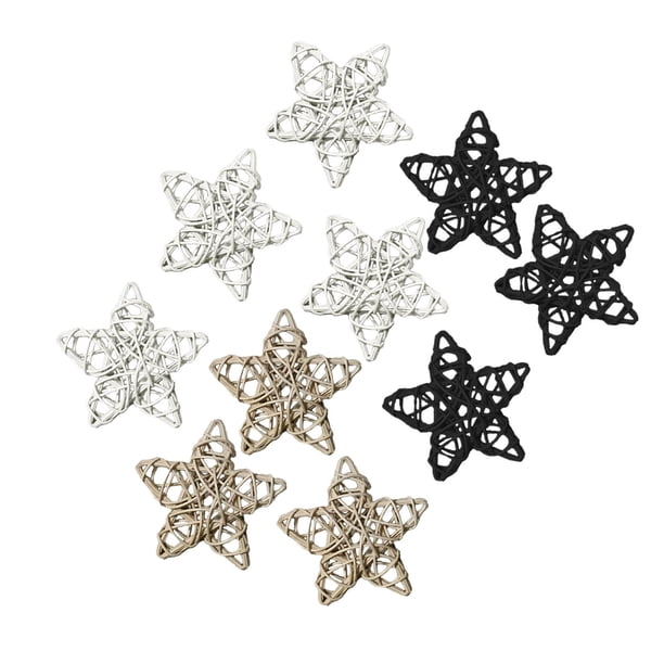 10 piezas de estrellas de ratán tejidas, adornos para fiestas, decoraciones colgantes para Año Nuevo, guirnaldas, árboles de Navidad, hogar y jardín. 5CM