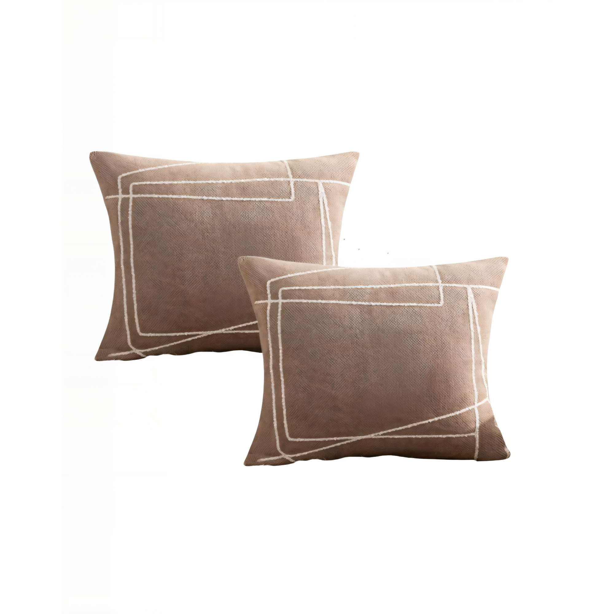 Genérico - Set De 2 Fundas De Cojin 45cmx45cm Bordado De Linea Color Café