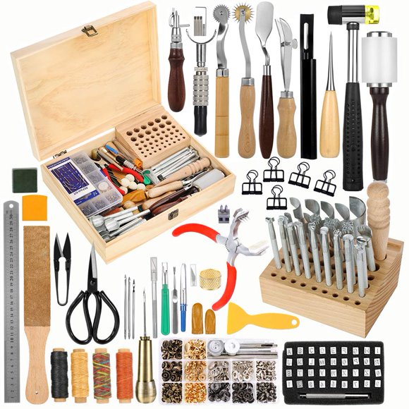 Kit de Cuero JUPEAN de 424 piezas - Set de Herramientas para Manualidades