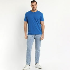 Truval - Polera Manga Corta Cuello V Azul Azul 2Xl