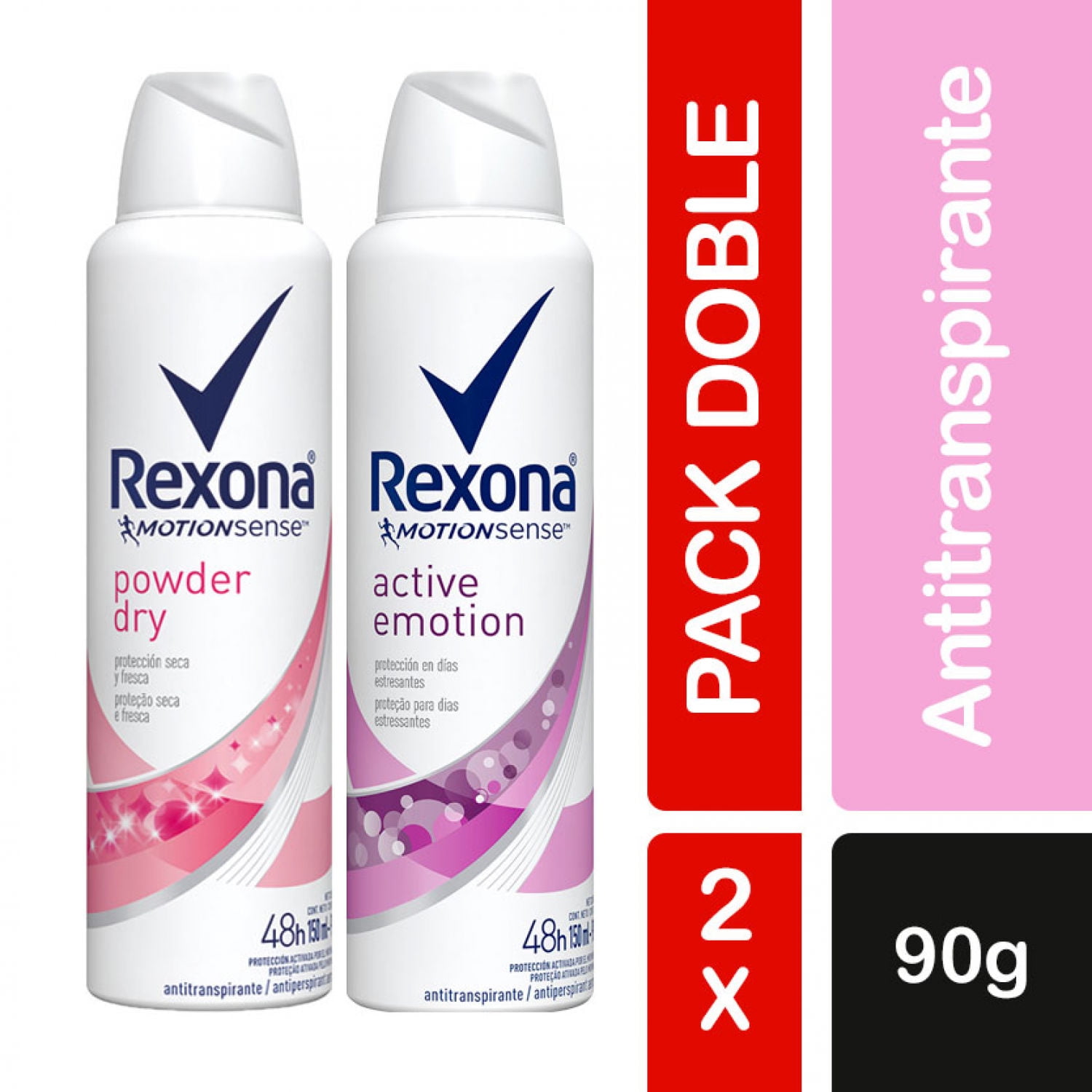 Desodorante En Aerosol Powder Dry Y Active Emotion 2un Rexona