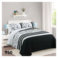 Genérico - Cubrecama Sherpa King - Blanco Negro Rosas M950