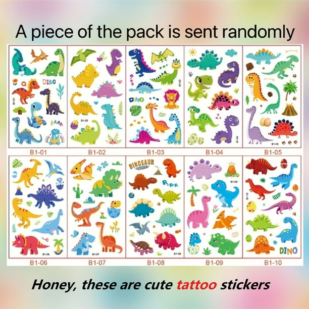 Cartoon Kids Tattoo Sticker Waterproof Sweat Dinosaur Animal Tyrannosaurus Temporary Body Sticker
