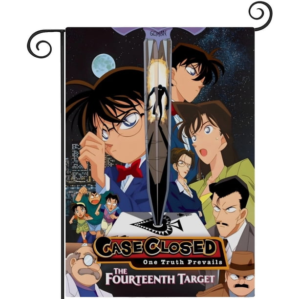 Detective Conan: Caso Cerrado-bandera de jardín temática. Regalo perfecto para fans, amigos y familiares, ideal para actividades al aire libre y decoración de fiestas.28CM*45CM
