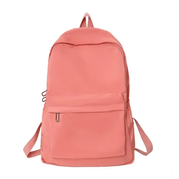 Fashion Zipper Solid Color Waterproof Backpack Students Casual Large Capacity Schoolbag Girl School Books Stationery Bags