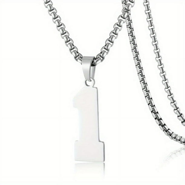 1pc Stylish Stainless Steel Men's Athletes Number Pendant Necklace - Perfect for Baseball, Basketball, and Football Teams - Long Chain Necklace with Sports Number - Ideal Gift for Boys