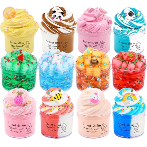 Kit de slime MIAEZOUYOX de 12 piezas con 4 cubos gelatinosos, 4 slime nube y 4 slime mantequilla