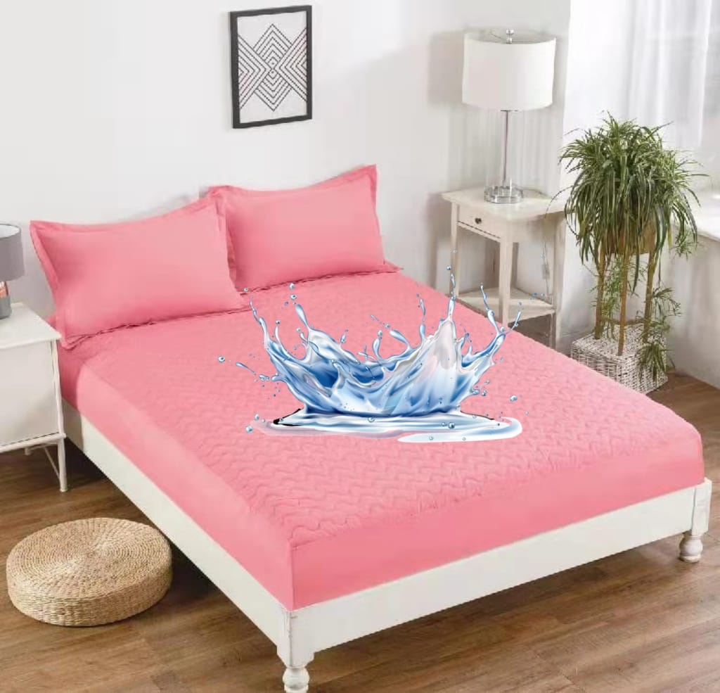 Aladdins Shop - Cubrecolchon Forro Impermeable Para Cama 2 Plazas Color Rosado