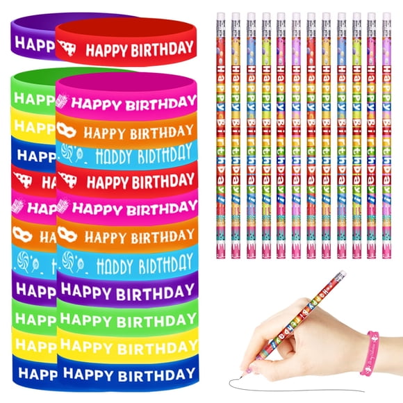 Set de lápices y pulseras de cumpleaños emzrivo 48 piezas