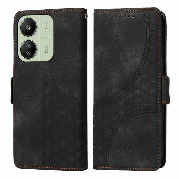 Carcasa FOXDOCK Xiaomi Poco M6 5G de cuero PU, diseño acolchado clásico, protección contra caídas y rayones