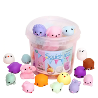 Pack Balde 36 Unidades Squishys Belug Antiestrés Juguete Surtidos