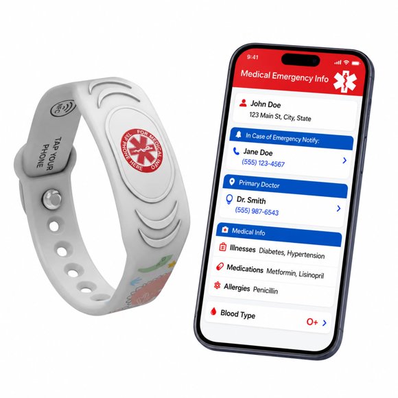 Pulsera SafeTag Vivélle DinoBand Infantil con Identificación Médica