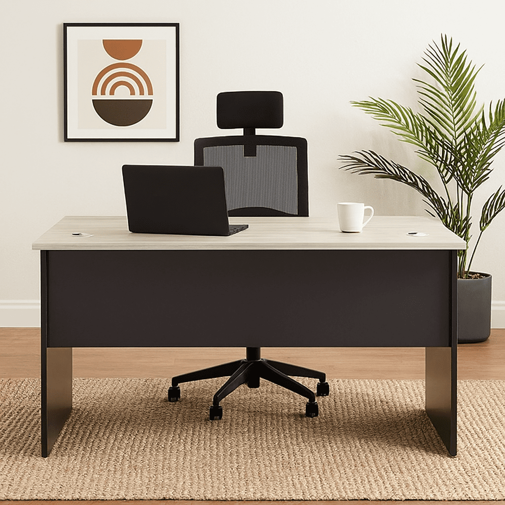 Muebles Santa Ana - Escritorio Recto 140 Maple Con Gris