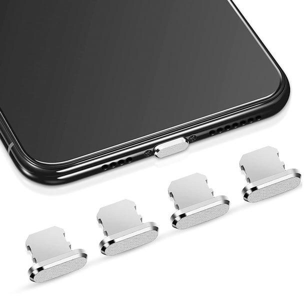 4 tapones antipolvo compatibles con iPhone 11, iPhone 12. Protege la cubierta antipolvo de carga compatible con iPhone 11, 12, Pro, Max/X/XS/XR, 7, 8 Plus, iPad Mini/Air.