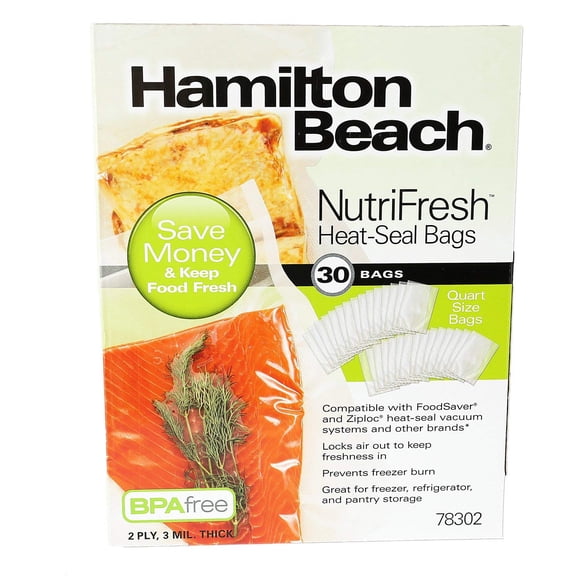Selladora al vacío Hamilton Beach NutriFresh Heat, bolsas de 30 cuartos de galón