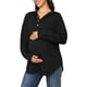 thumbnail image 4 of INSPIRE CHIC Sudadera de Maternidad con Capucha de Manga Larga Henley Snap Otoño Invierno Tops de Embarazo Postparto 2XL Negro, 4 of 6