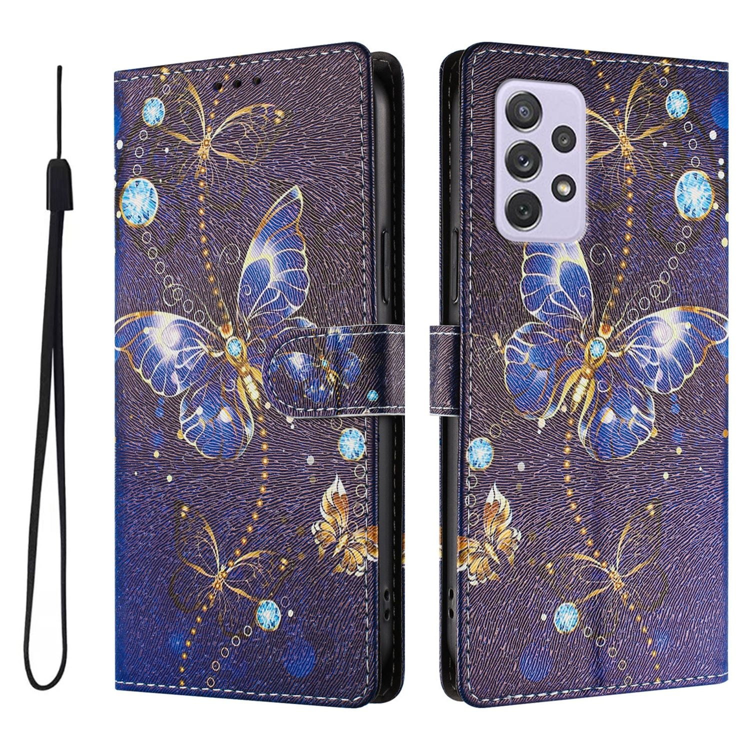 Foxdock Funda Tipo Cartera Para Samsung Galaxy A72 Con Soporte Y Correa – Diseño De Patrones Lindos