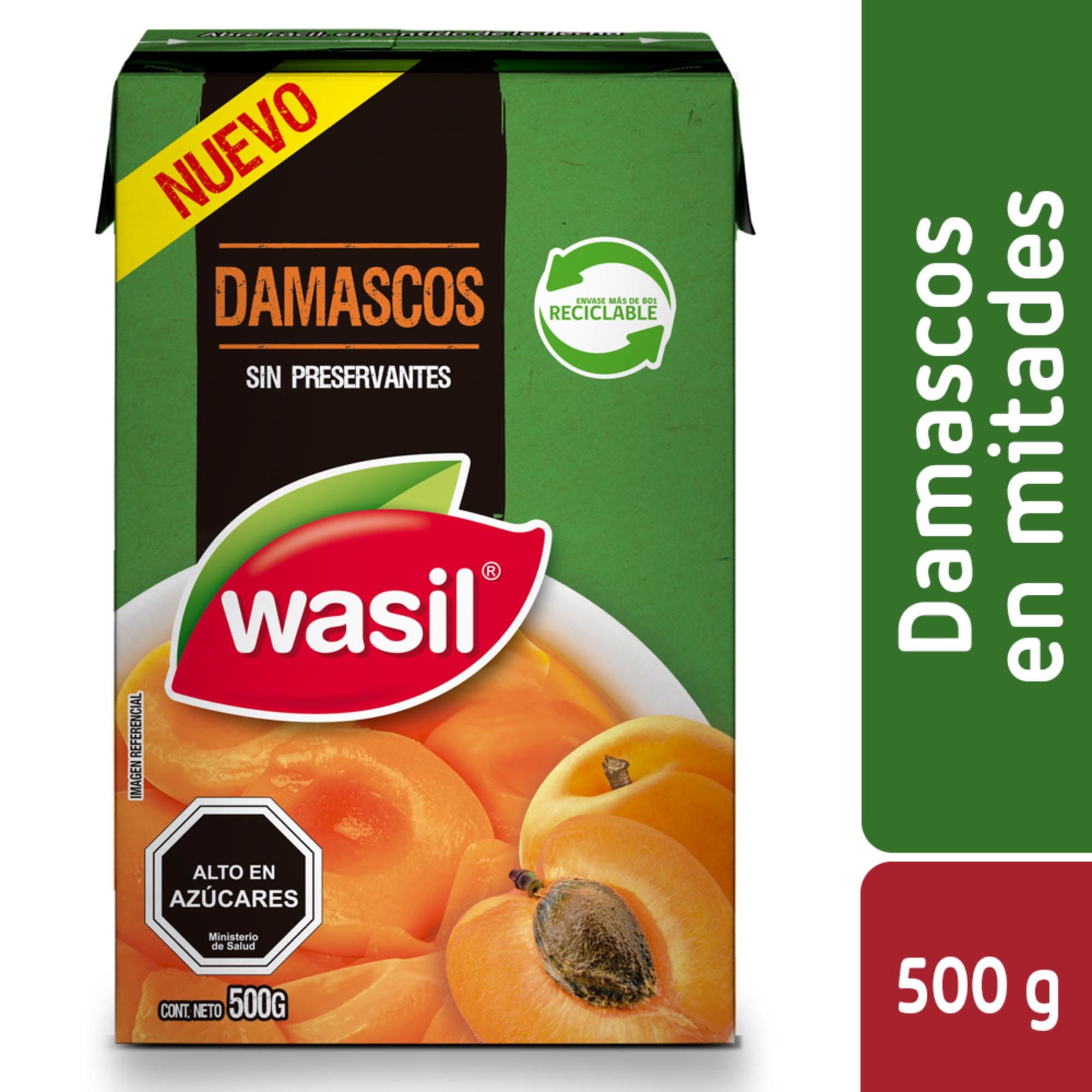 Duraznos En Mitades Drenado 220 g - Neto 500 g Wasil