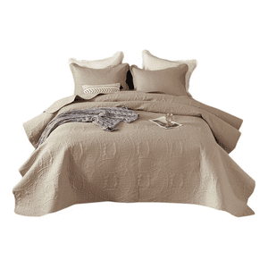 Genérico - Cobertor Verano King Unicolor Quilt Beige Rey + Fundas
