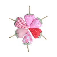 Magideal - Bandeja De Figuritas De Fresas, Decoración De Tela, Frutas, Regalo Ornamental, Coleccionables Hechos A Mano, Decoración De Mesa En Miniatura, 6 Uds.