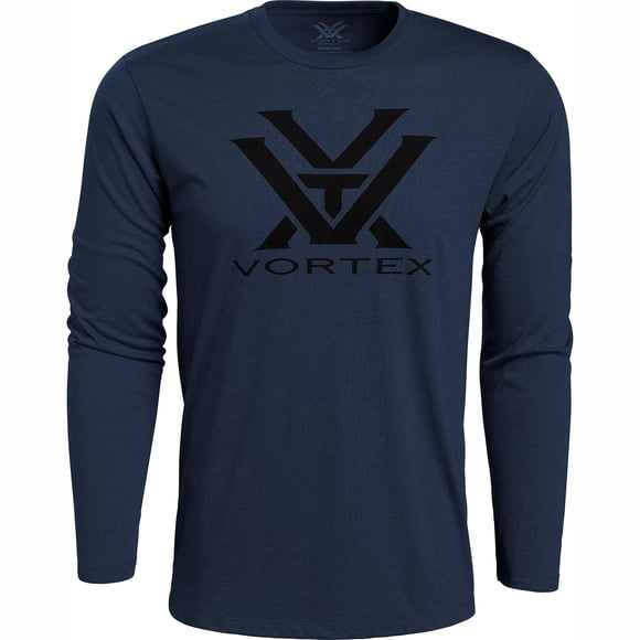 Camisa Vortex Optics Core Logo de manga larga para hombre, color azul marino jaspeado
