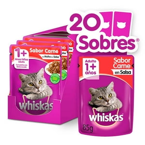 Whiskas - Alimento Húmedo Sobre Gato Adulto Carne En Salsa 20 Sobres