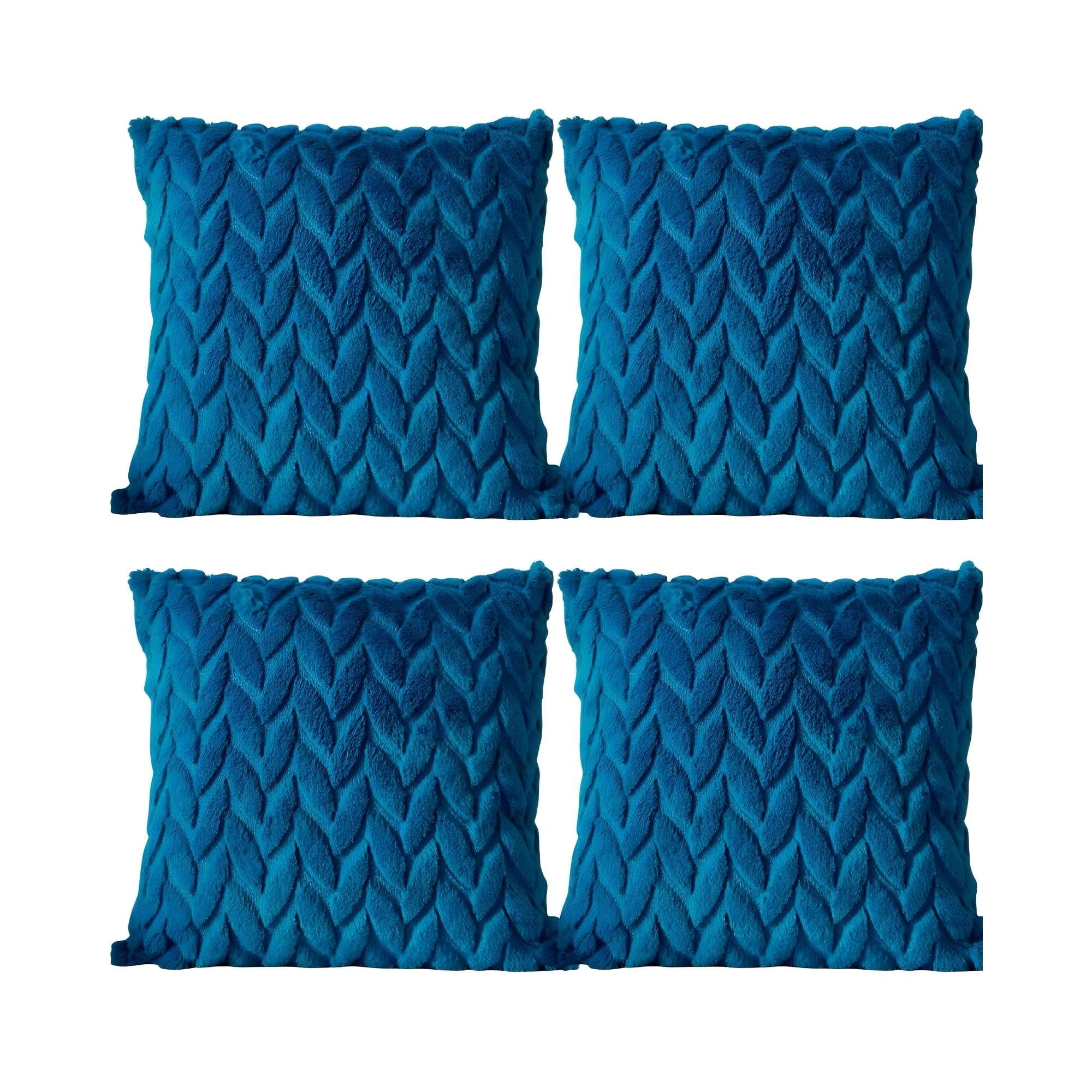 Genérico - Pack De 4 Fundas De Cojines Diseño Espiga 45cm X 45 Cm Turquesa