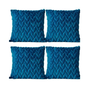 Genérico - Pack De 4 Fundas De Cojines Diseño Espiga 45Cm X 45 Cm Turquesa