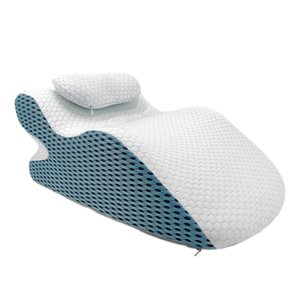 Magideal - Almohada Boca Abajo Almohada Corporal Ergonómica Para Masaje En Casa Cuña De Cama Con Soporte Cervical Espuma Viscoelástica Funda Extraíble Lavable Blanco Y Azul