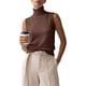 thumbnail image 2 of INSPIRE CHIC Chaleco de Suéter para Mujer Cuello Alto Sin Mangas Suave Chic Sólido en Capas Dobladillo Acanalado Jersey de Punto Top de Tanque Grande Marrón, 2 of 6