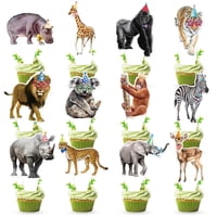 Decoración Para Magdalenas Kingzone Safari Happy Birthday, 48 Unidades