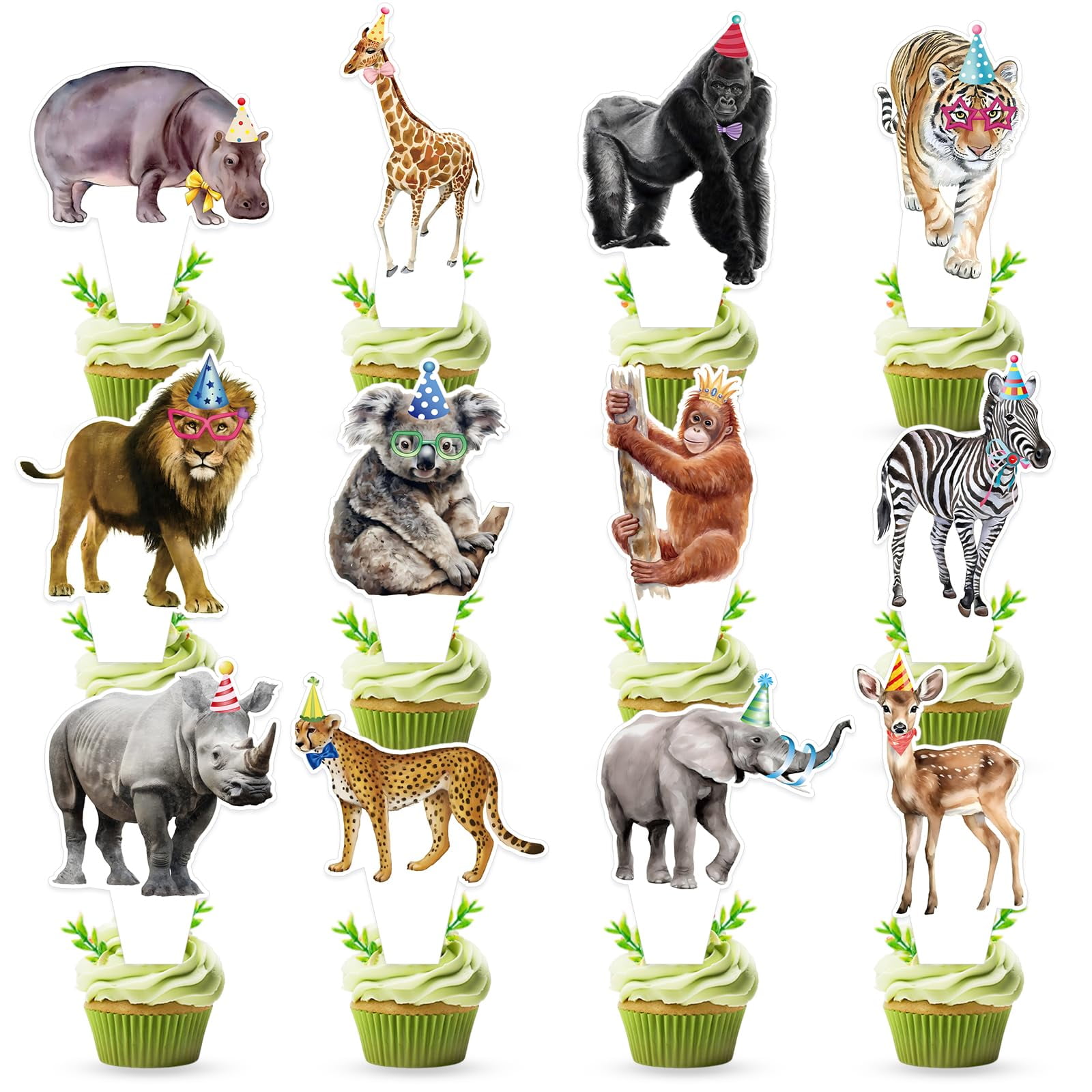 Decoración Para Magdalenas Kingzone Safari Happy Birthday, 48 Unidades