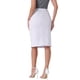 thumbnail image 3 of INSPIRE CHIC Falda de Jean para Mujer Regreso a Clases Cintura Alta Abertura Frontal Elástica Línea A Denim Midi Falda Blanca XS, 3 of 6