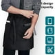 thumbnail image 4 of Delantales de servidor, delantal negro de medio bistro, delantal de camarero, delantal de cintura larga para hombres y mujeres, impermeable, 4 of 7