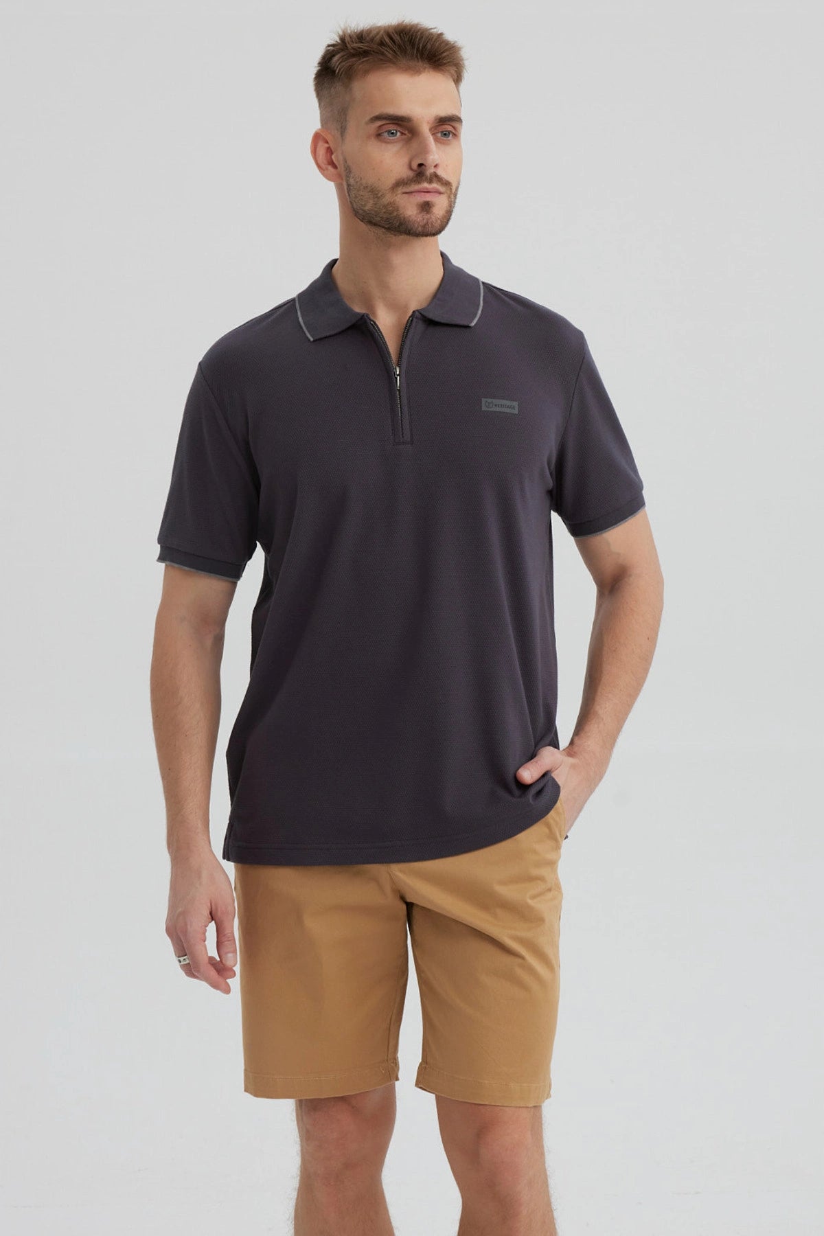 Fashionspark - Polera Hombre Con Cierre Gris