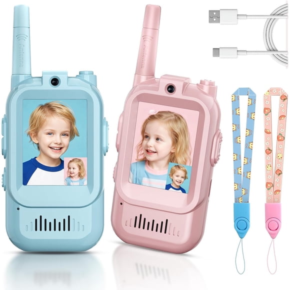 Walkie Talkies con Video YUSSBCU JK200, Pack de 2, Cámara HD y Alcance de 400 m