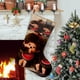 thumbnail image 1 of Monchhichi Tema: Calcetines de Navidad, fino lino blanco para colgar en escaleras y chimenea, decoración navideña para el hogar, regalo de Navidad. 54cm × 38cm, 1 of 5