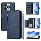 thumbnail image 1 of Funda tipo cartera para Wiko T20 con bolsillo con cremallera, tarjetero, soporte, correa para la muñeca y tapa de cuero azul, 1 of 5