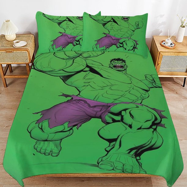 Hulk Bedding Sets Ultra Soft Skin-Friendly Duvet Cover 3 Piece, Cute Comforter Cover Bed Set for Boys Girls Kids