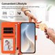 thumbnail image 5 of Funda de Cuero Tipo Billetera para Samsung Galaxy S26 Plus 5G 6.7", con Tarjetero, Pulsera, Soporte a Prueba de Golpes con Relieve de Patrón Feliz, Naranja, para Galaxy S26 Plus 5G, 5 of 9