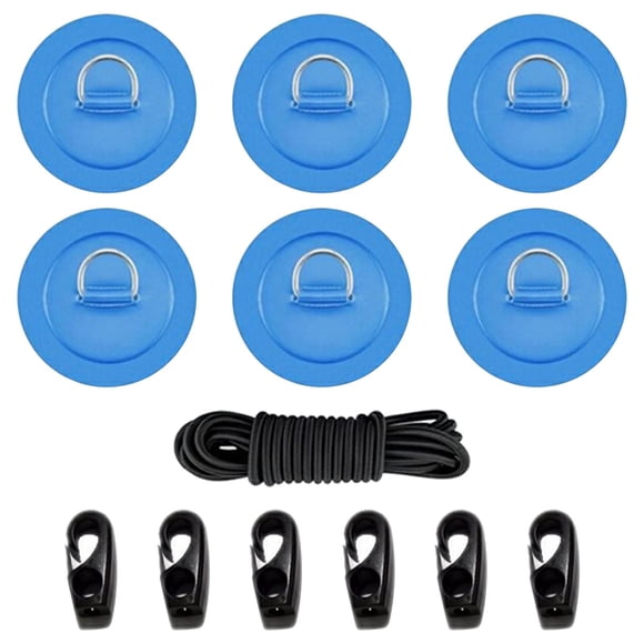 Anillos en D de material acero inoxidable Parches Kayak Elástico Cuerda elástica Ganchos Paddleboard PVC Inflable Barco Paddle Board Canoa Cubierta Kit de Azul