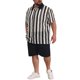 thumbnail image 2 of INSPIRE CHIC Camisas de Verano de Manga Corta con Botones a Rayas para Hombre Grande y Alto 3XL Negro, 2 of 5