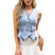 thumbnail image 1 of INSPIRE CHIC Chaleco Corto de Mezclilla para Mujer con Cuello en V, Tops de Jean Cortos al Estilo Occidental, Talla XS, Azul Claro, 1 of 6